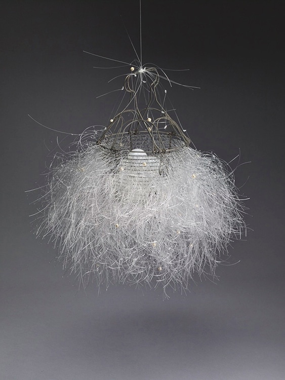 Kunstadt_OVUM XII - vintage wire egg basket and hand blown glass nesting eggs, pearls, monofilament, Swarovski 25 x 20 x 20in, 2018