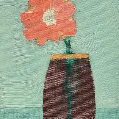 Ellen Rolli Dark Vessel with Bright Flower 8x6